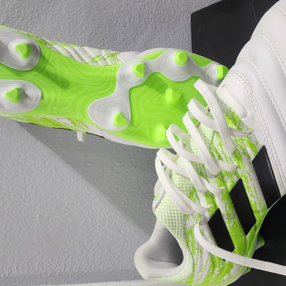 Adidas White and Neon Green Soccer Cleats